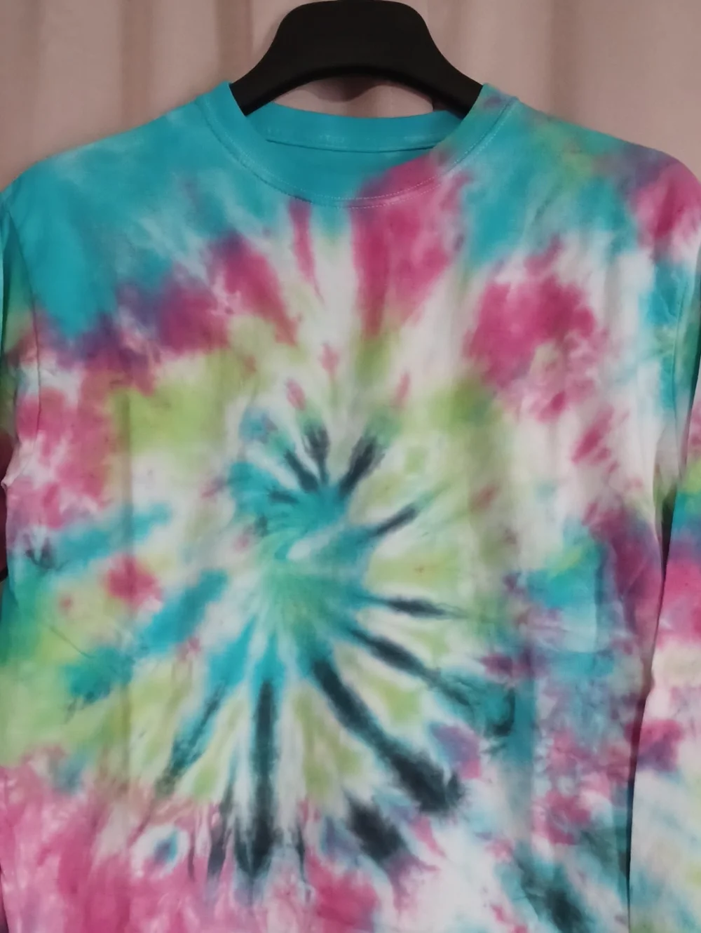 Handmade Custom Long Sleeve Spiral Tie Dye Crewneck Top Youth XL/Unisex Adult XS